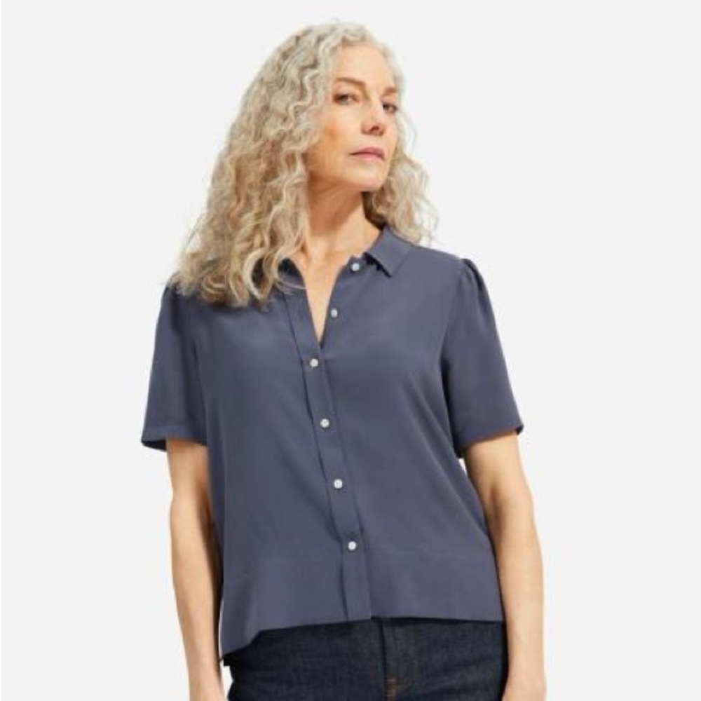 NWT Everlane Silk Puff Sleeve Button-Up Blouse ~ XS